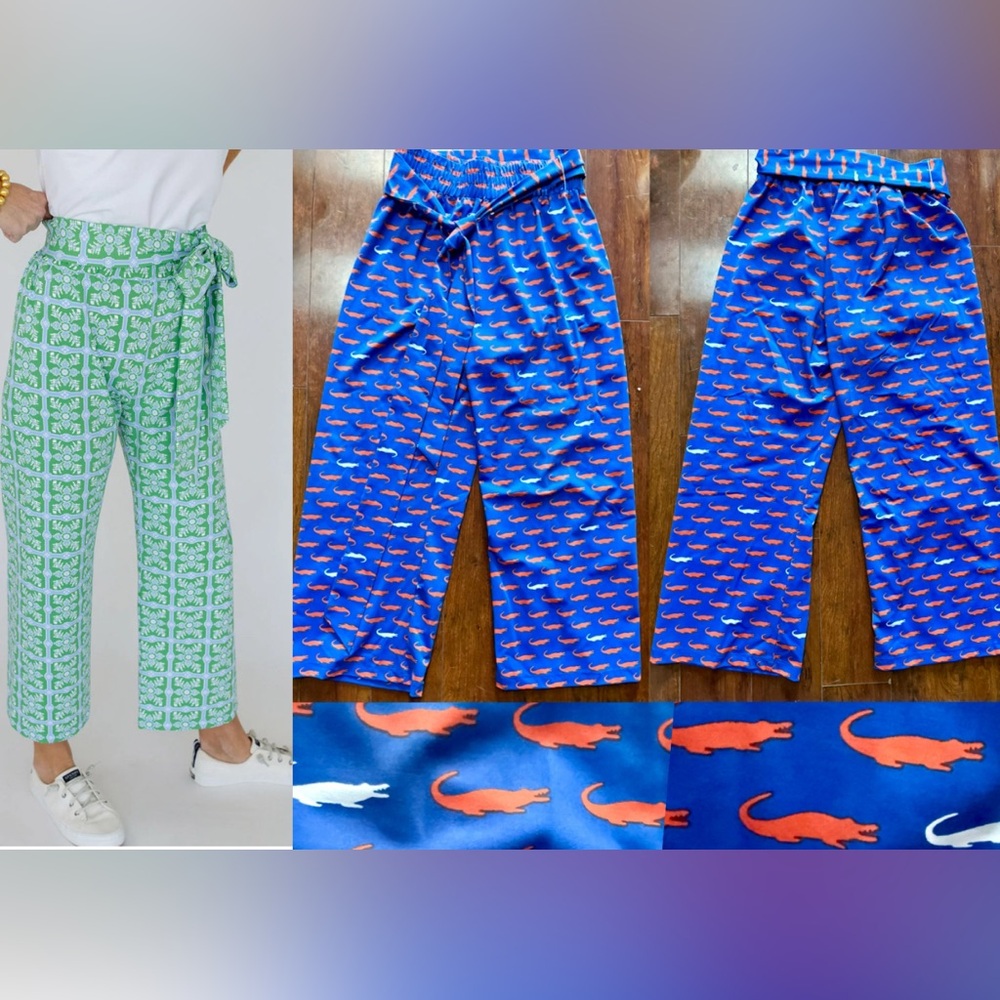 SAILOR SAILOR GAME DAY FLORIDA GATORS ORANGE/BLUE CROPPED PULL ON PANTS Sz.L
